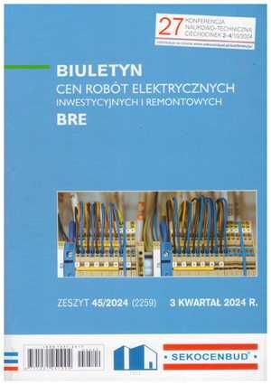 Sekocenbud BRE Biuletyn cen robót elektrycznych 3 kwartał 2024