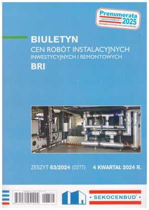 Sekocenbud BRI Biuletyn cen robót instalacyjnych 4 kwartał 2024