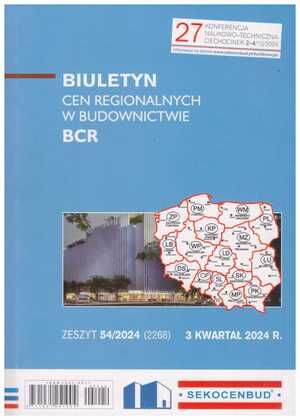 Biuletyn cen regionalnych w budownictwie BCR 3 kwartał 2024 zeszyt 54/2024