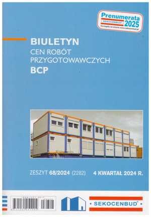 Sekocenbud BCP Biuletyn cen robót przygotowawczych 4 kwartał 2024; zeszyt 68/2024