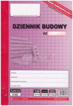 Dziennik Budowy Samokopiujący 120 Kartek