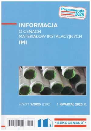 Sekocenbud IMI Informacja o cenach materiałów instalacyjnych 1 kwartał 2025